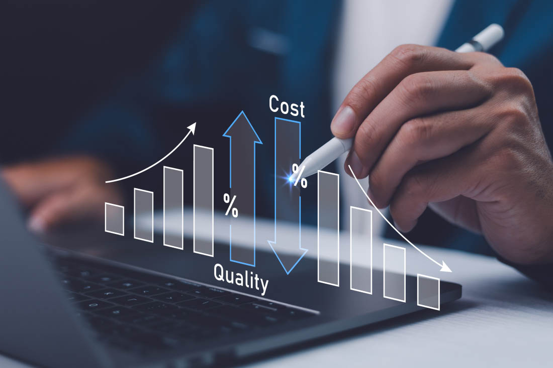 Consultant reviewing IT budget and vendor contracts for cost optimization at a Newton, MA business
